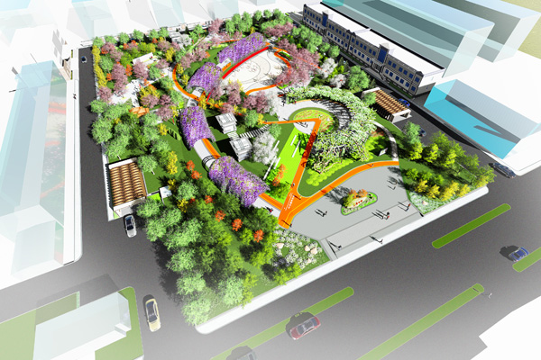 臨汾市廣宣街游園鳥瞰圖